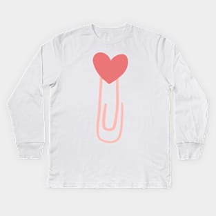 Heart Paper Clip Kids Long Sleeve T-Shirt